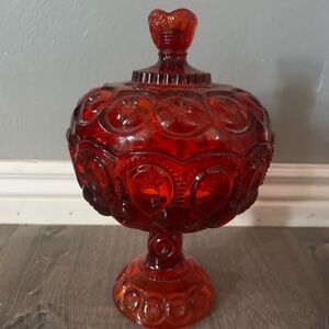 Vintage Red Glass Candy Dish